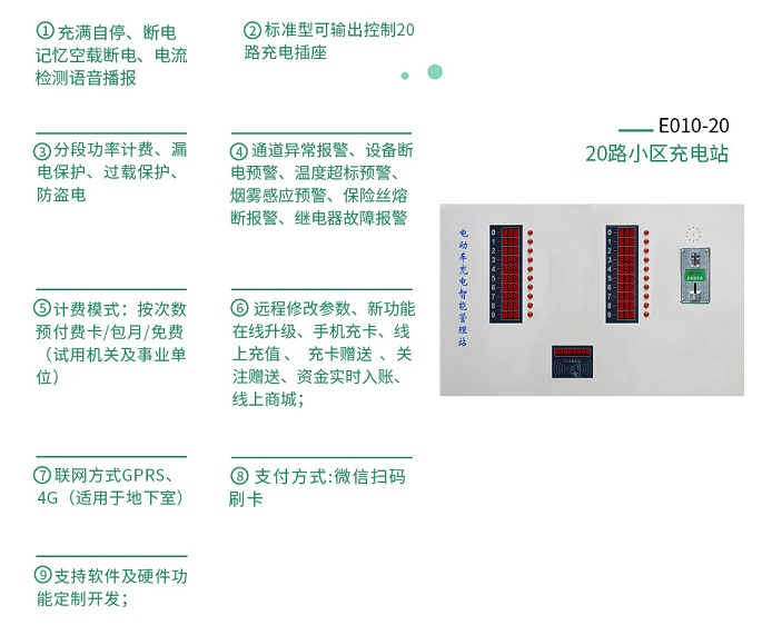 小区电动车充电站产品功能